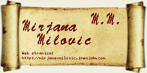 Mirjana Milović vizit kartica